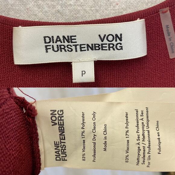 Diane von Furstenberg Ruffle Front Bodycon Dress‎ in Bordeaux size Petite - Picture 9 of 14